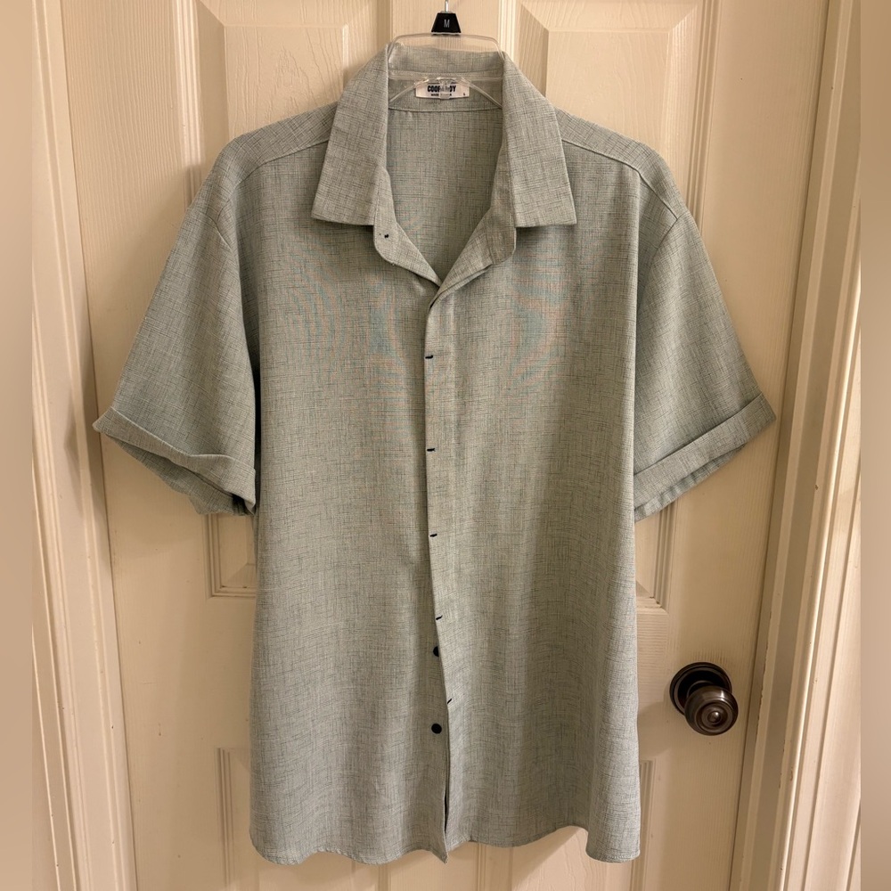 Elegant Light Gray Men's Casual Button Down Shirt